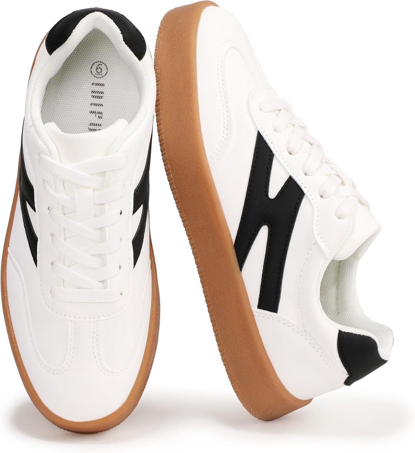 IDIFU Women's Platform Fashion Sneakers Trendy Comfortable Cute Lace-up Shoes Tennis Work Ladies Shoes Casual Classic Retro Non Slip Lightweight Sneakers