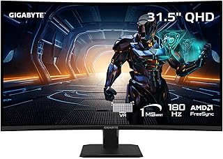GIGABYTE - GS32QCA - Advanced Version - 31.5" VA Curved Gaming Monitor - QHD 2560x1440-180Hz - 1ms MPRT - AMD FreeSync - HDMI, DP - Black