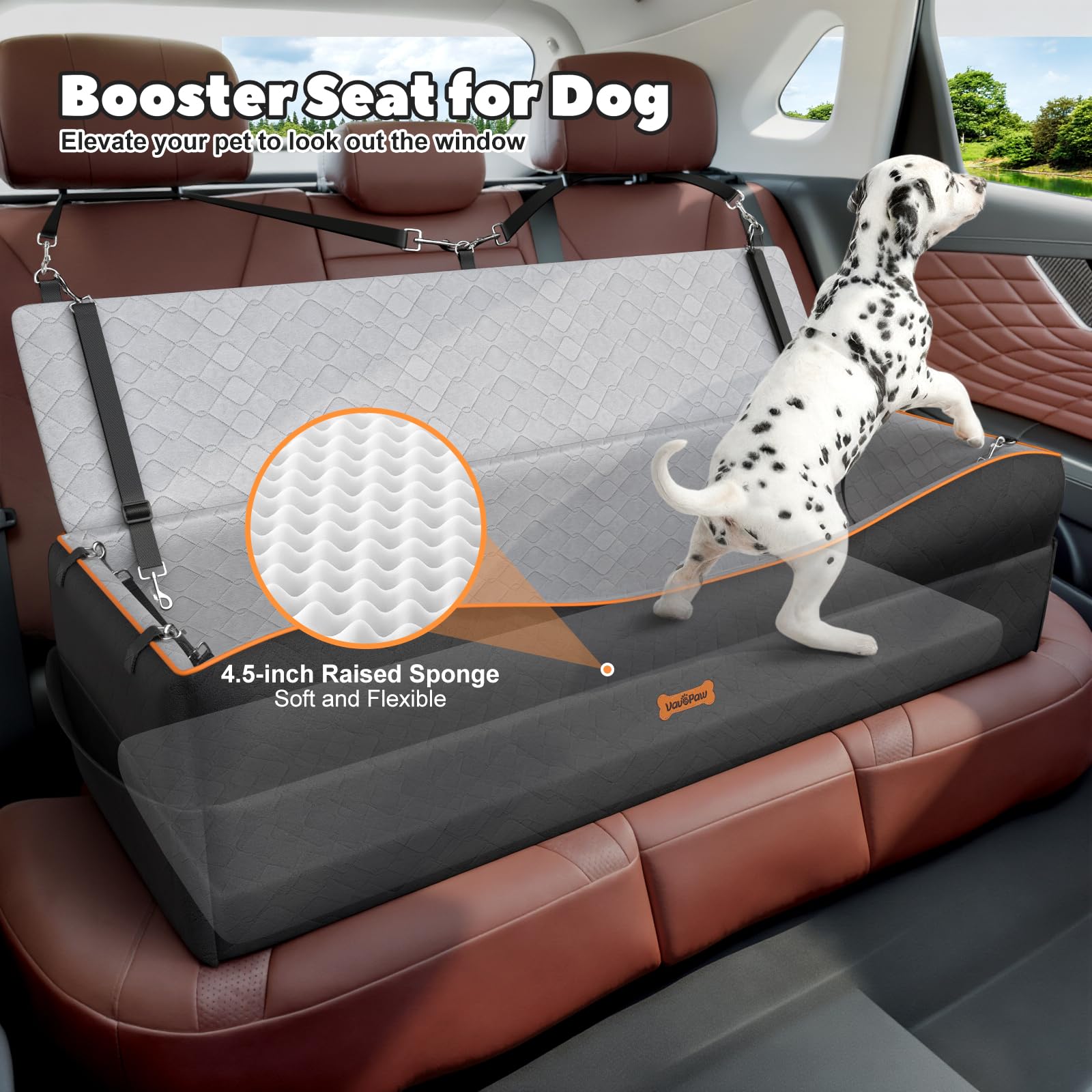 Large Dog Car Seat Under 100Lbs, Washable Dog Car Bed - View #2
