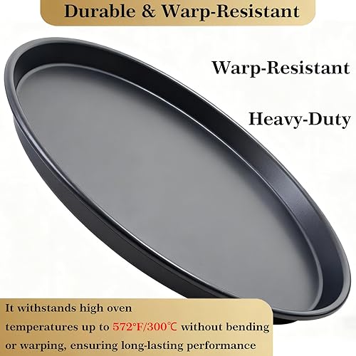 Miniatura 4 de Paquete de 2 bandejas profundas para pizza, 12 pulgadas, antiadherentes, redondas, resistentes, de aleación de aluminio, bandeja para servir,