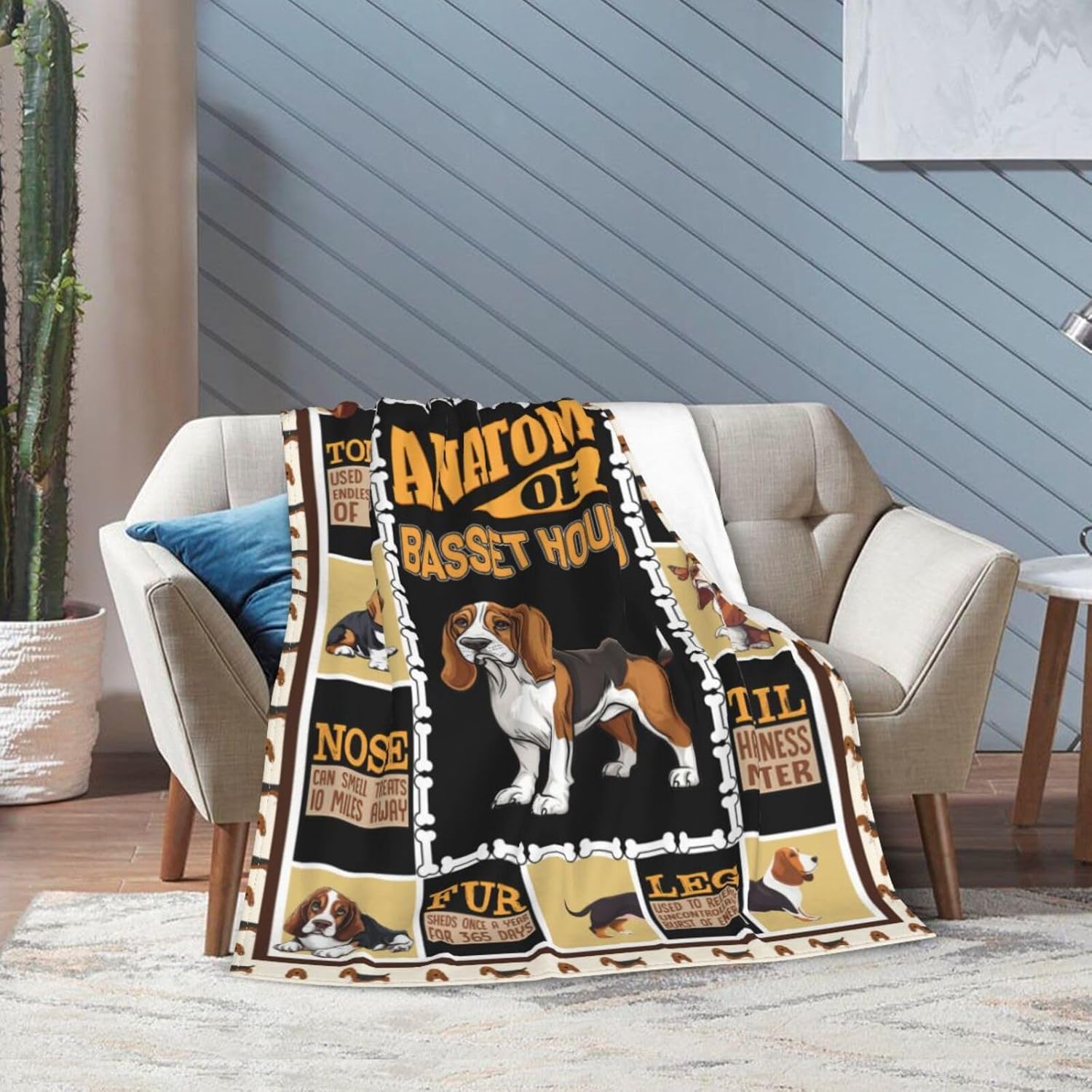 Basset Hound Blanket Basset Hound Dog Throw Blanket Gifts for Women Girls Warm Soft Cozy Plush Fluffy Stuff Fleece Flannel Gifts Blankets for Kids Adults 50"X40" - Image 6