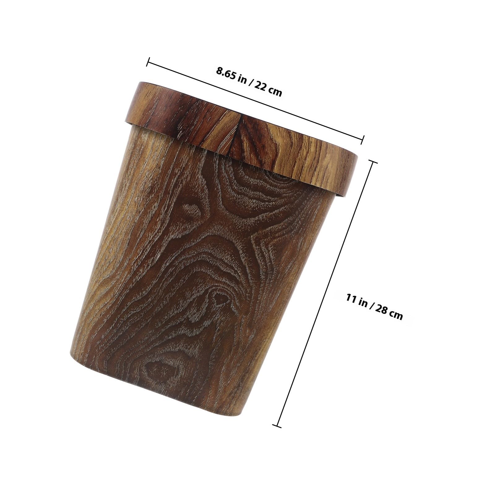 Lurrose Cubo de Basura Cuadrado Rústico de 12 L con Imitación Madera