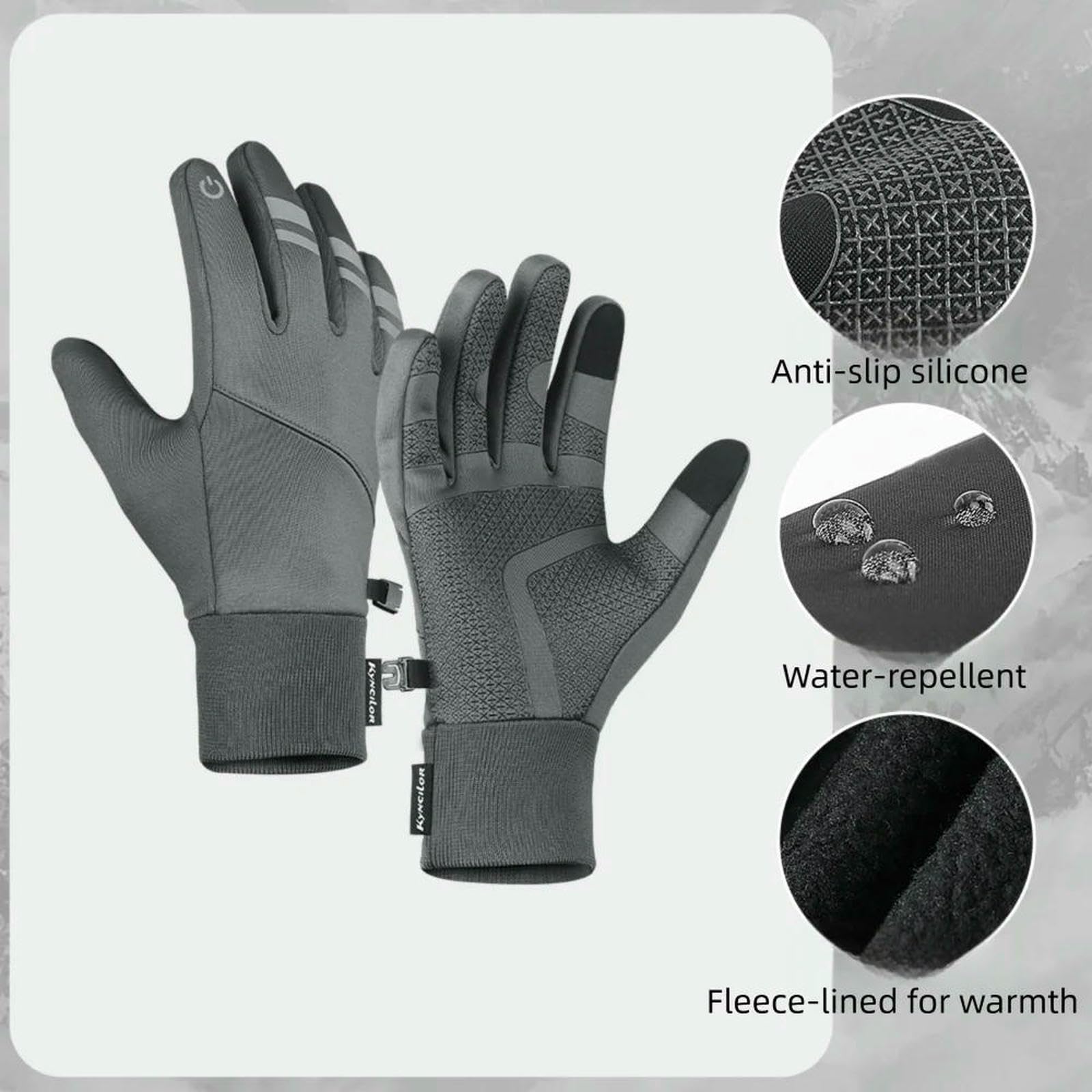 Guanti da Ciclismo Antivento Antiscivolo A Prova di Freddo Touchscreen Caldi Escursionismo All'aperto-Nero-l