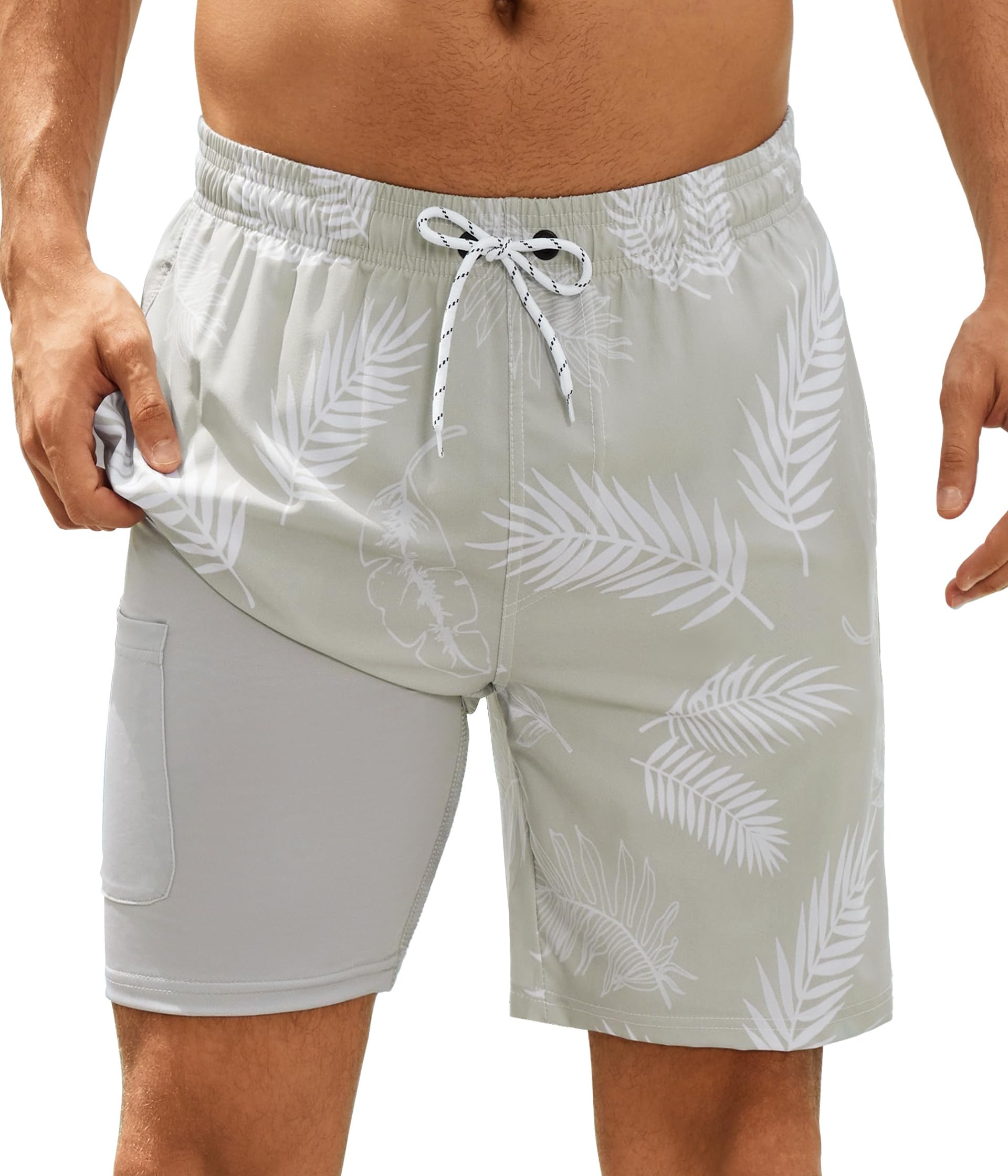 YGDSX Mens Swim Trunks with Compression Liner 7 Inch Swim Trunks Quick Dry Surfing Beach Shorts Hawaii Sports Shorts