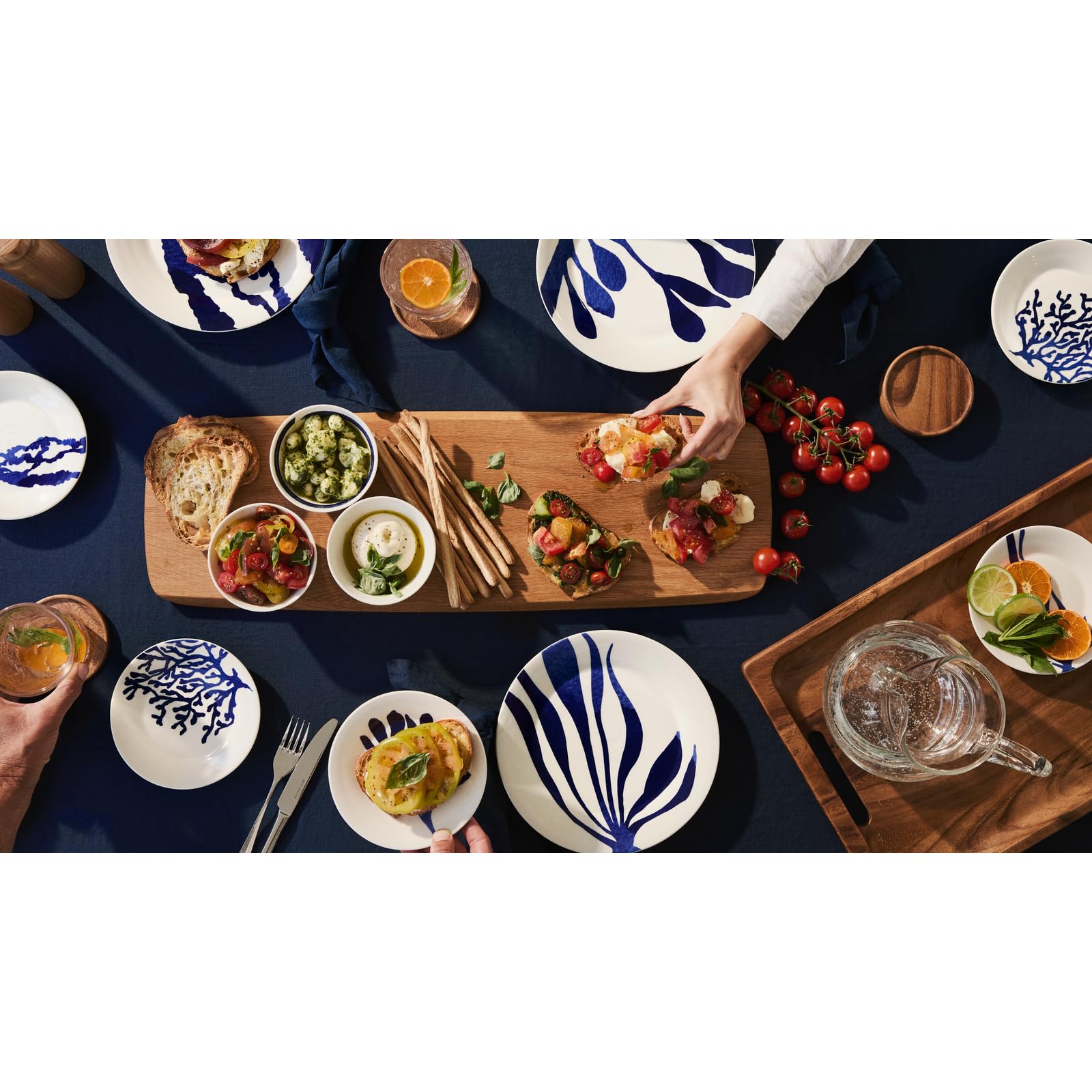Royal Doulton 1815 Pacific Assiette 24 cm 2025 Motifs mixtes Bleu Lot de 4