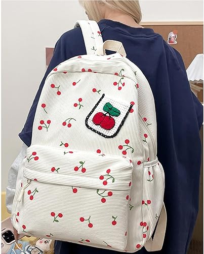 Miniatura 2 de Linda mochila, bolsa de hombro doble, mochila para laptop de 15.6 pulgadas con correas ajustables de gran capacidad (blanco)