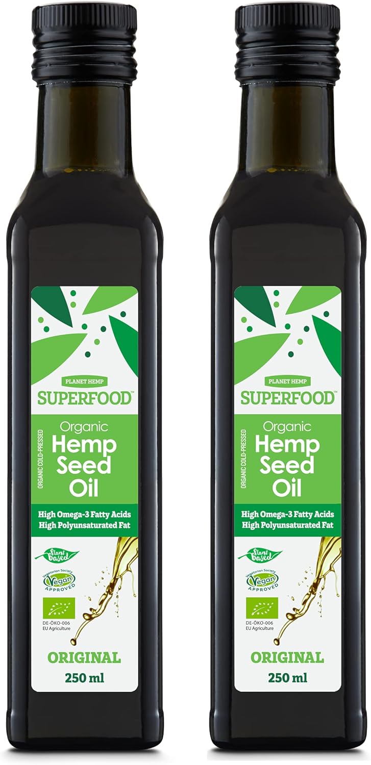 Organic Certified Hemp Seed Oil Virgin Cold Pressed Vegan Omega 3 6