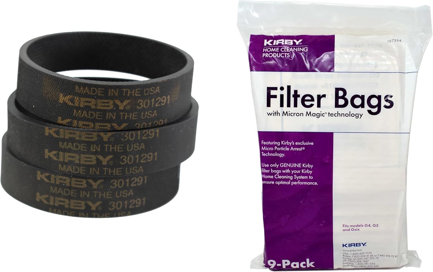 Kirby Vacuum Maintenance Bundle – Micron Magic HEPA Filter Bags (9-Pack) & OEM Vacuum Belts (3-Pack) – Fits G4, G5, G6 Models