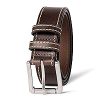 Amazon Essentials Cintura da uomo in pelle con bordo cucito, marrone