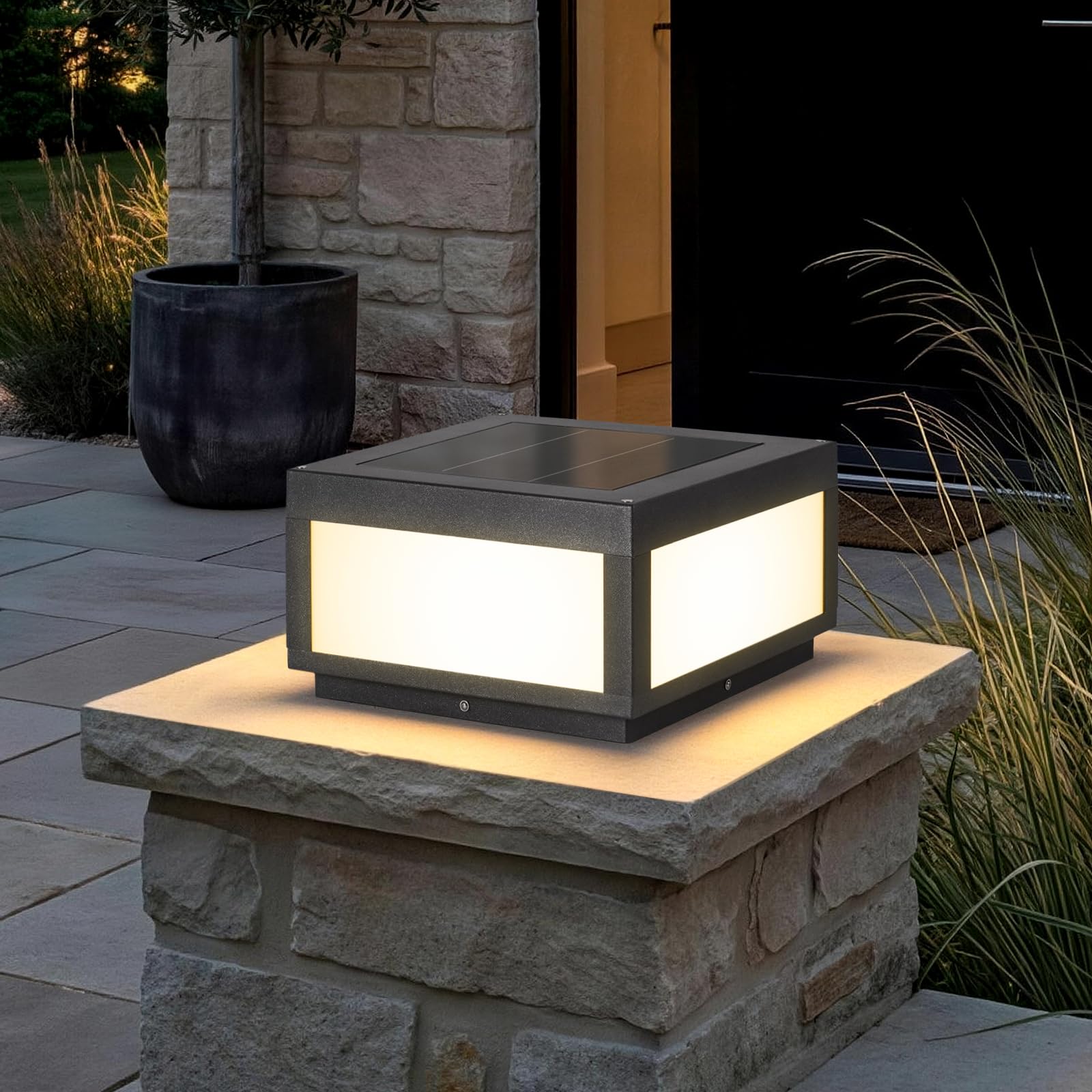 Photo 1 of PAKEDANDUN 3000K Solar Post Light - Gray