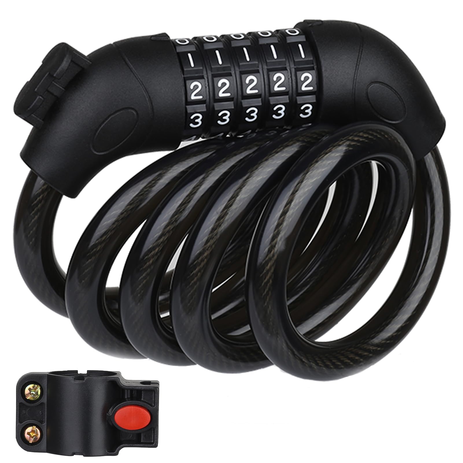 Candado Bicicleta Combinacion Antirrobo 120cm, Candado Patinete Electrico Con Soporte Cadena Bici Cable De Seguridad Resistente Bike Lock Para Moto Scooters Bicicletas Puertas