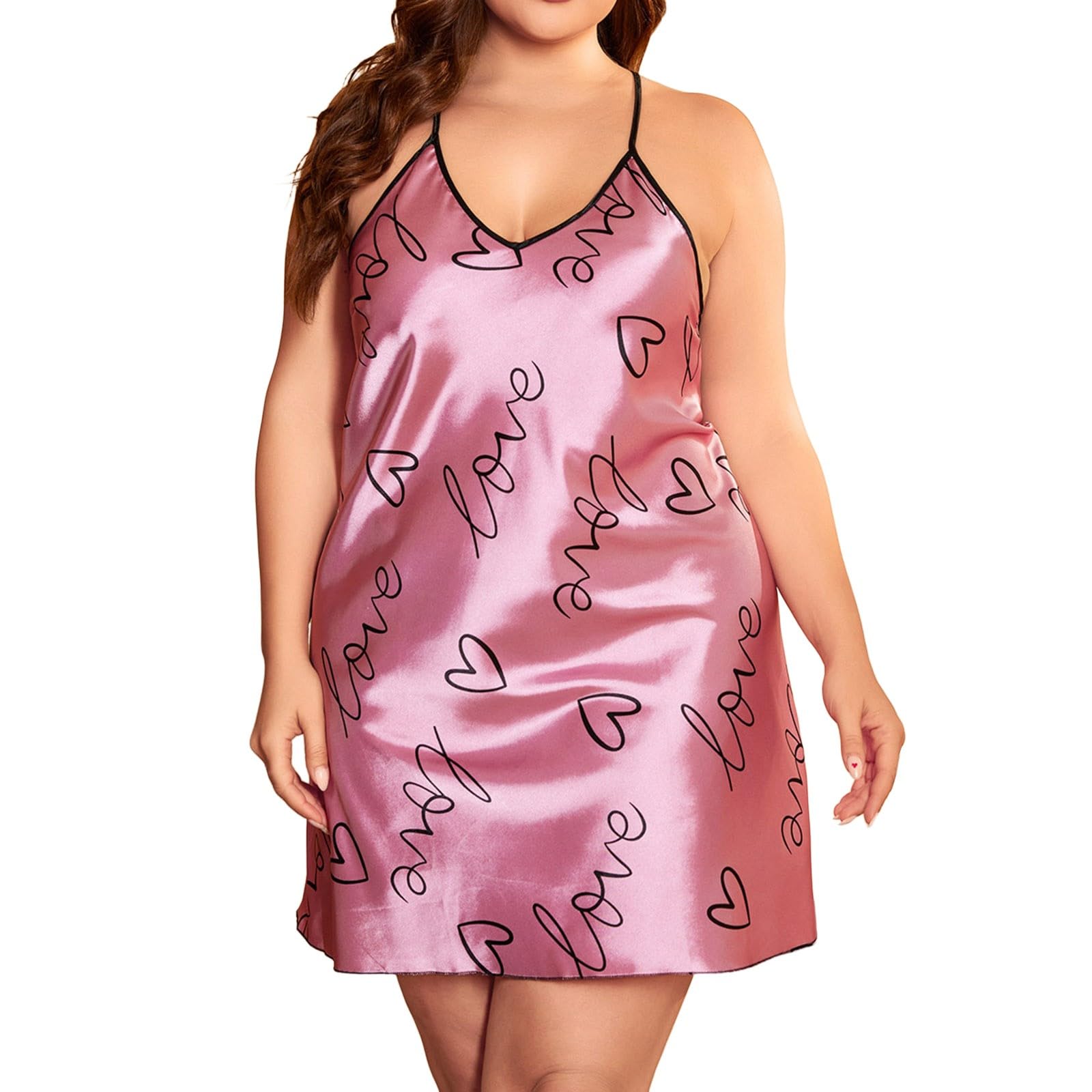 Fulidngzg Camisón Mujer: Camisola Ligero Ajustables Suave Geniales Raso Lenceria Clásico Vestido Corto 2024 Pijama Sexy Reductor Picardias Camison Sexy Tallas Grandes Dormir Tirantes con Cuello En V