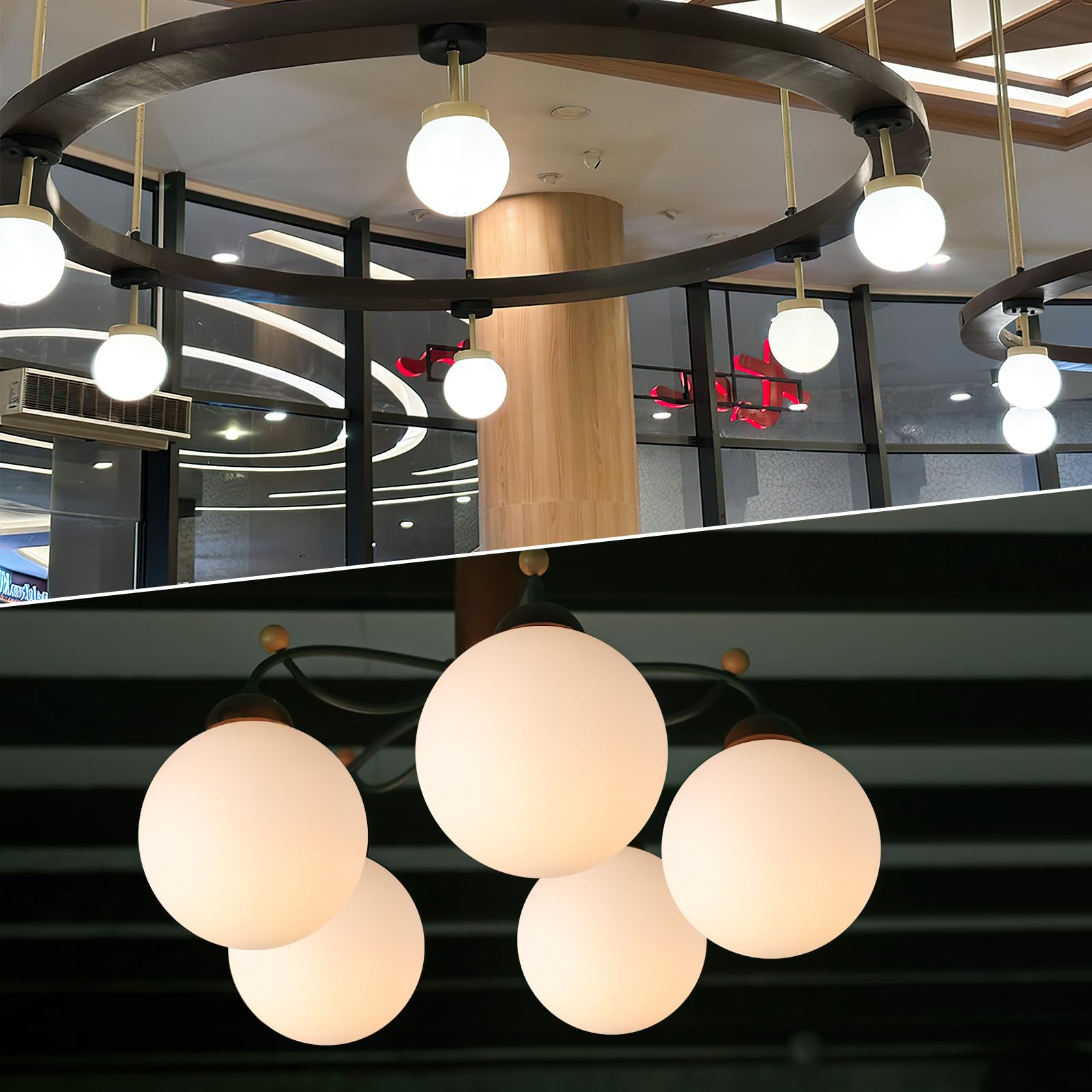 MAGICLULU Paralume in Vetro Smerigliato Bianco Latte Diametro 15 CM, Coprilampada Sferico per Lampadari, Adatto a Sale da Pranzo e Soggiorni