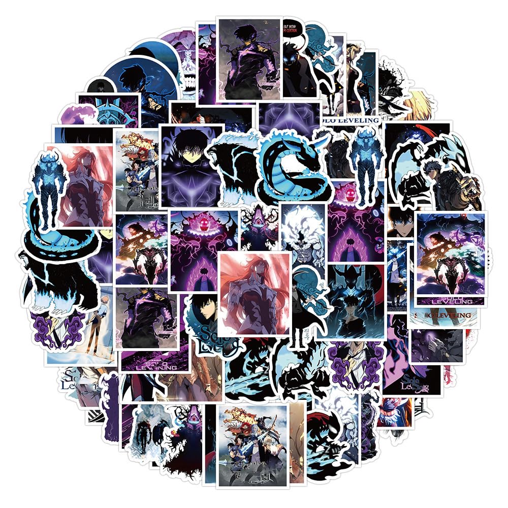 Solo Levels Sticker Anime Character Sung Jin-Woo Figure Graffiti Decal for Tablet Cup Skateboard Bike Helmet Decoration 50pcs