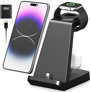 Charging Station for Multiple Devices Apple 3 in1 Fast Charging Station Dock for iPhone 14 Pro Max/13/12/11/X/XS/XR/8/7/6,Wireless Charger Stand for iWatch Ultra/8/7/6/SE/5/4/3/2，AirPods 1/2/3/Pro