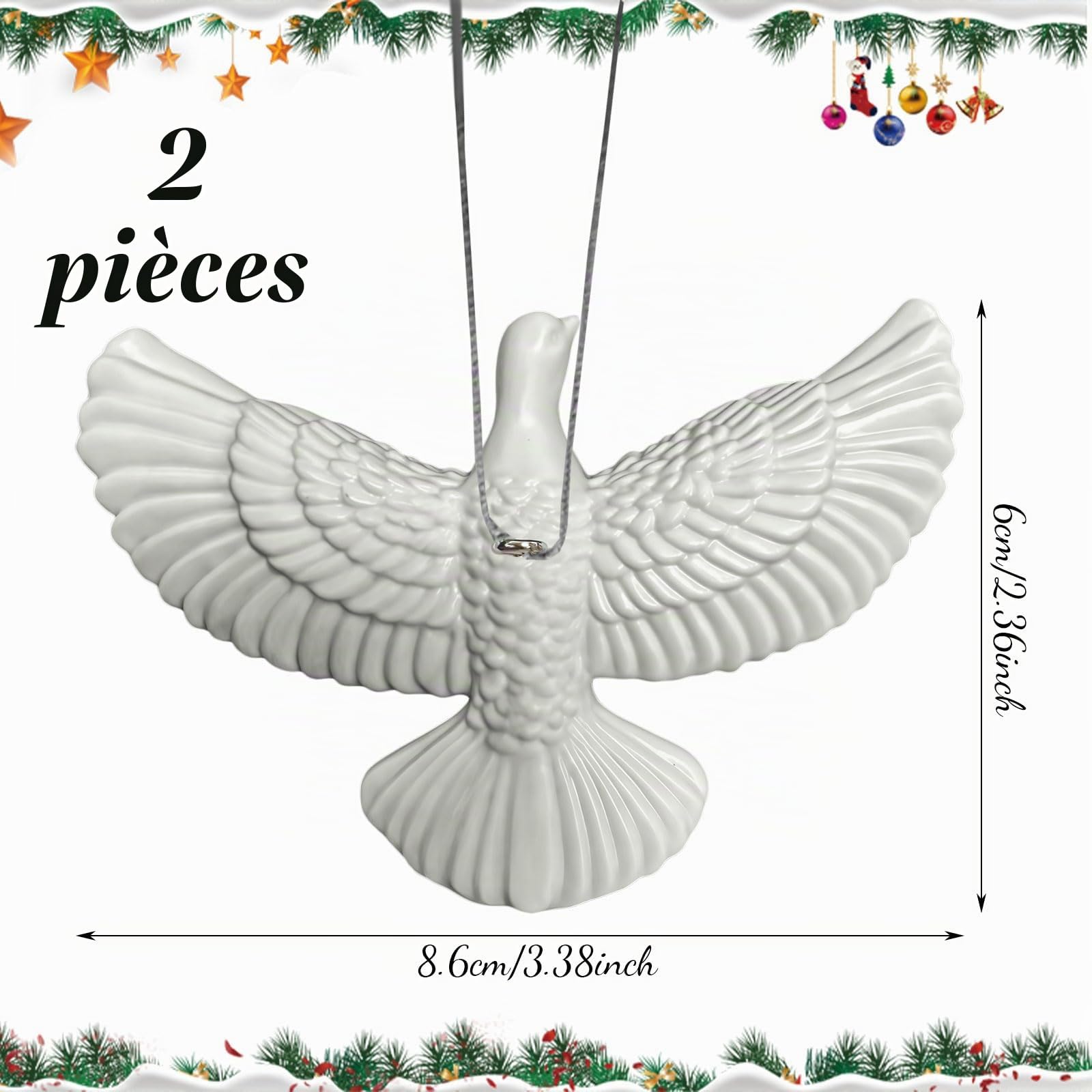 2 Pièces Friendship Christmas Ornament Turtle Dove Friendship Dove Ornament for Best Friend Christmas White Dove Decoration Symbol Christmas