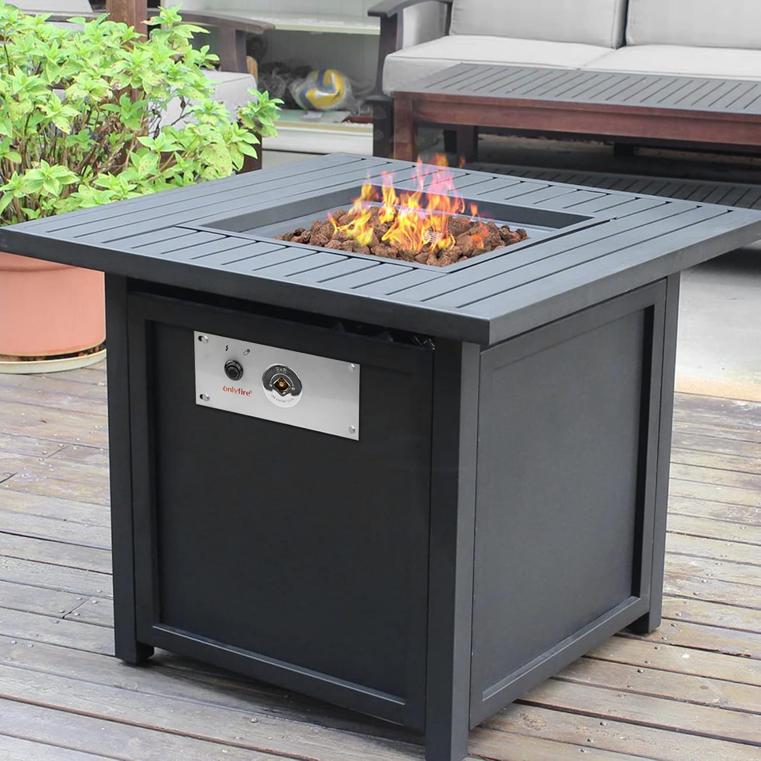 onlyfire All-in-One Propane Gas Fire Pit Ignition System Kit (Includes Electronic Igniter, Key Valve, Air Mixer Valve, LP Regulator with 5Ft Hose, PVC Hose)