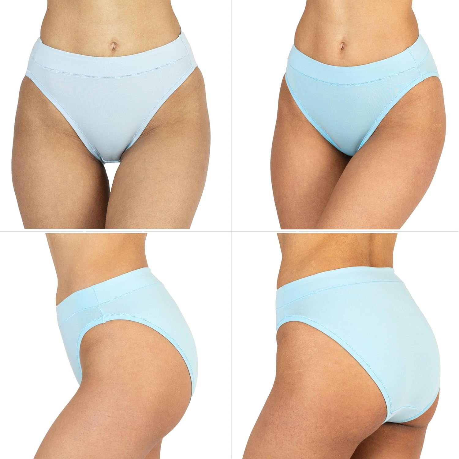 Organic Cotton Underwear Women's 3 Pack. High Waist, High Cut bikini brief. (Black 3Pack, Multi Colors 3Pack) - Image 4