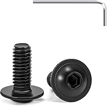 20pcs Flange M4 x 10mm Black Hex Socket Head Screws Stainless Steel A2 V2A Hex Head Bolts with Allen Key Full Thread