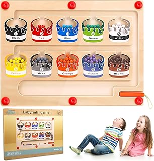 Aoliandatong Magnetic Color and Number Maze, Magnetic Color Sorting Board Sorting Game Montessori Toys Puzzle Game Board Counting Maths Toy with Wooden Board for Girls Boys Toddler Preschoolers