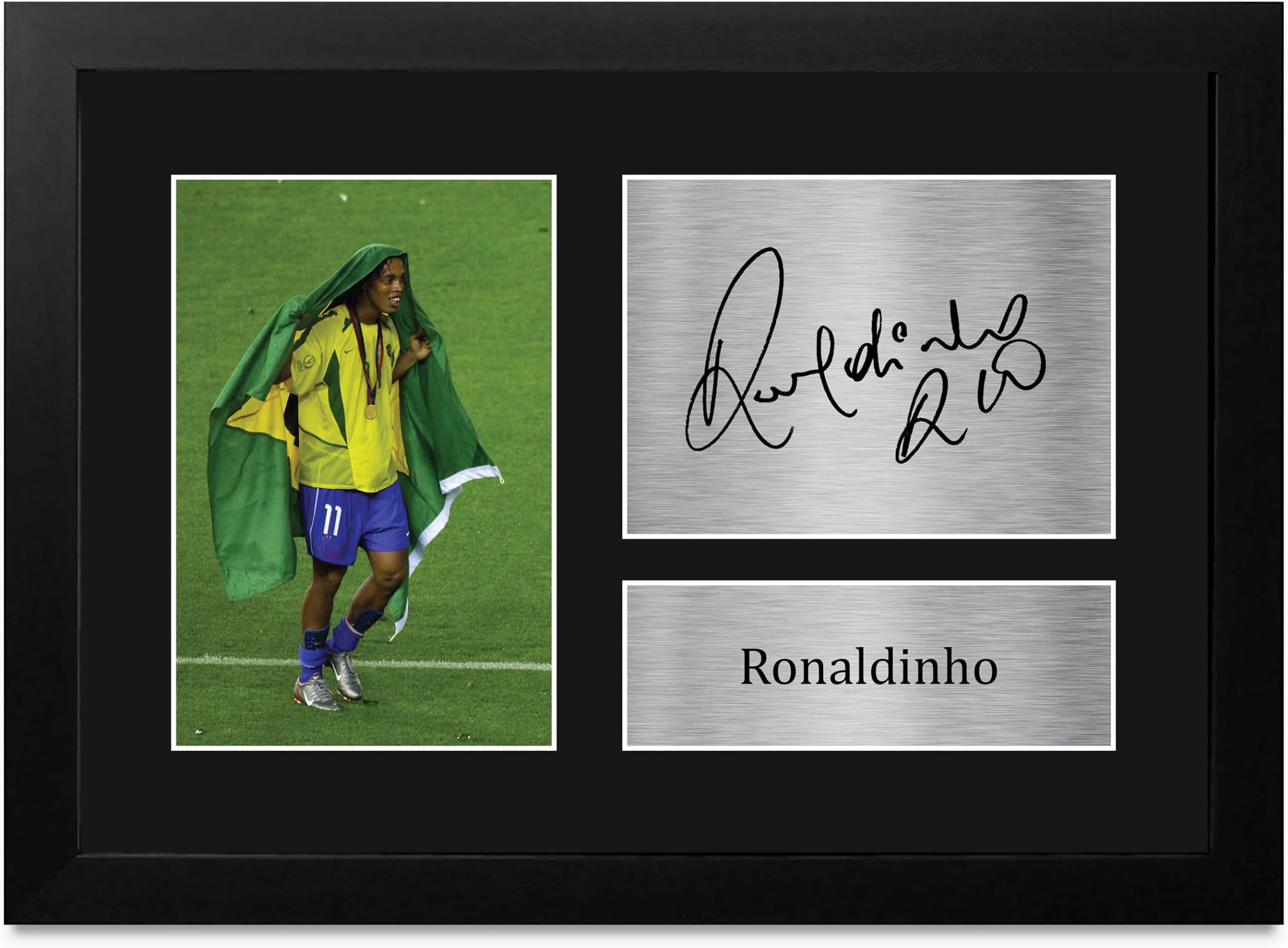 FR Ronaldinho Gift Signed FRAMED A4 Printed Autograph Brazil Gifts Photo Display