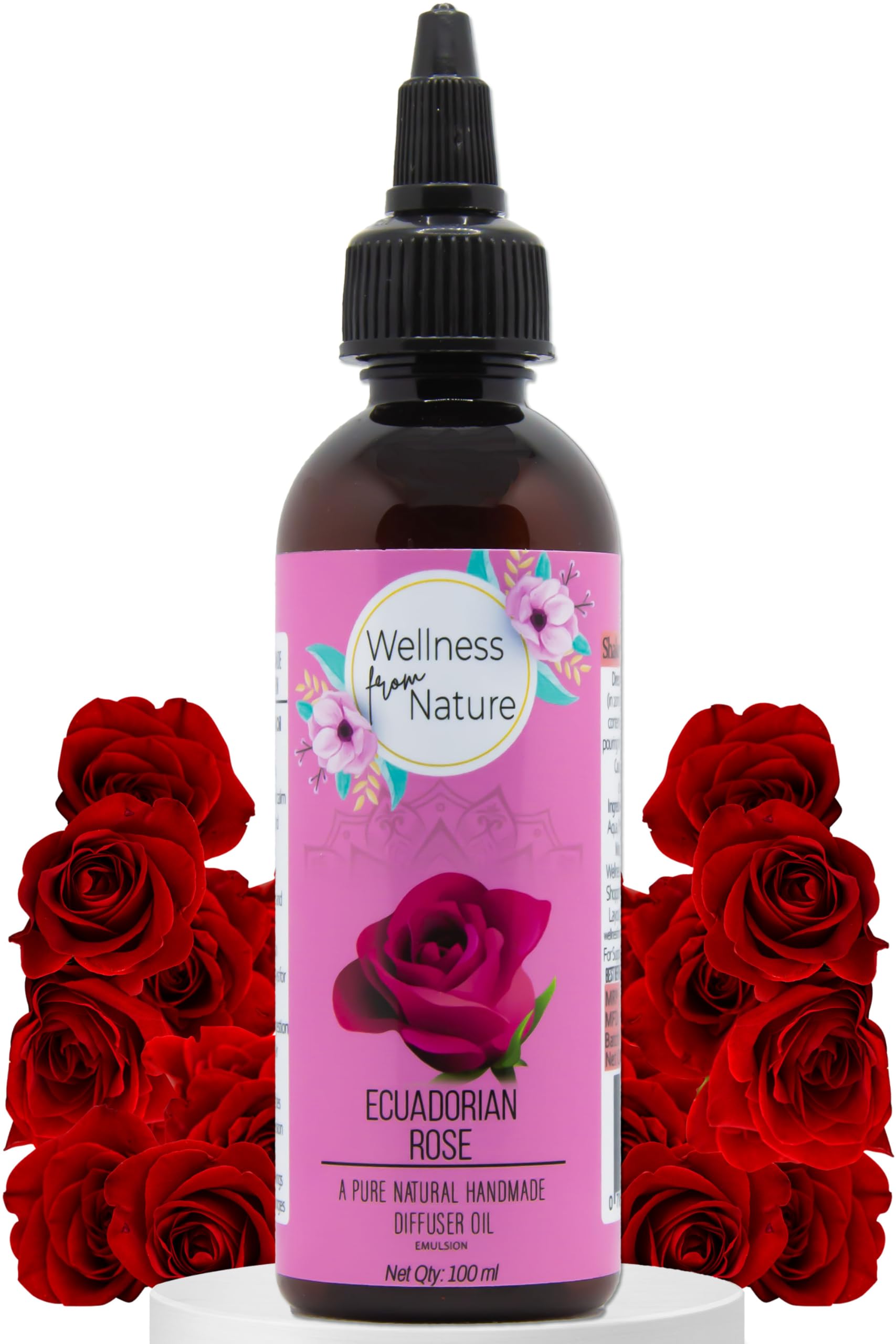 Rose Oil for Diffuser Aroma Home Fragrance (100 ml) | Essential Oil good for Bath, Skin, Face, Body, Reed Diffuser, Vaporizer, Soap and Candle Making, Refill | Water Soluble