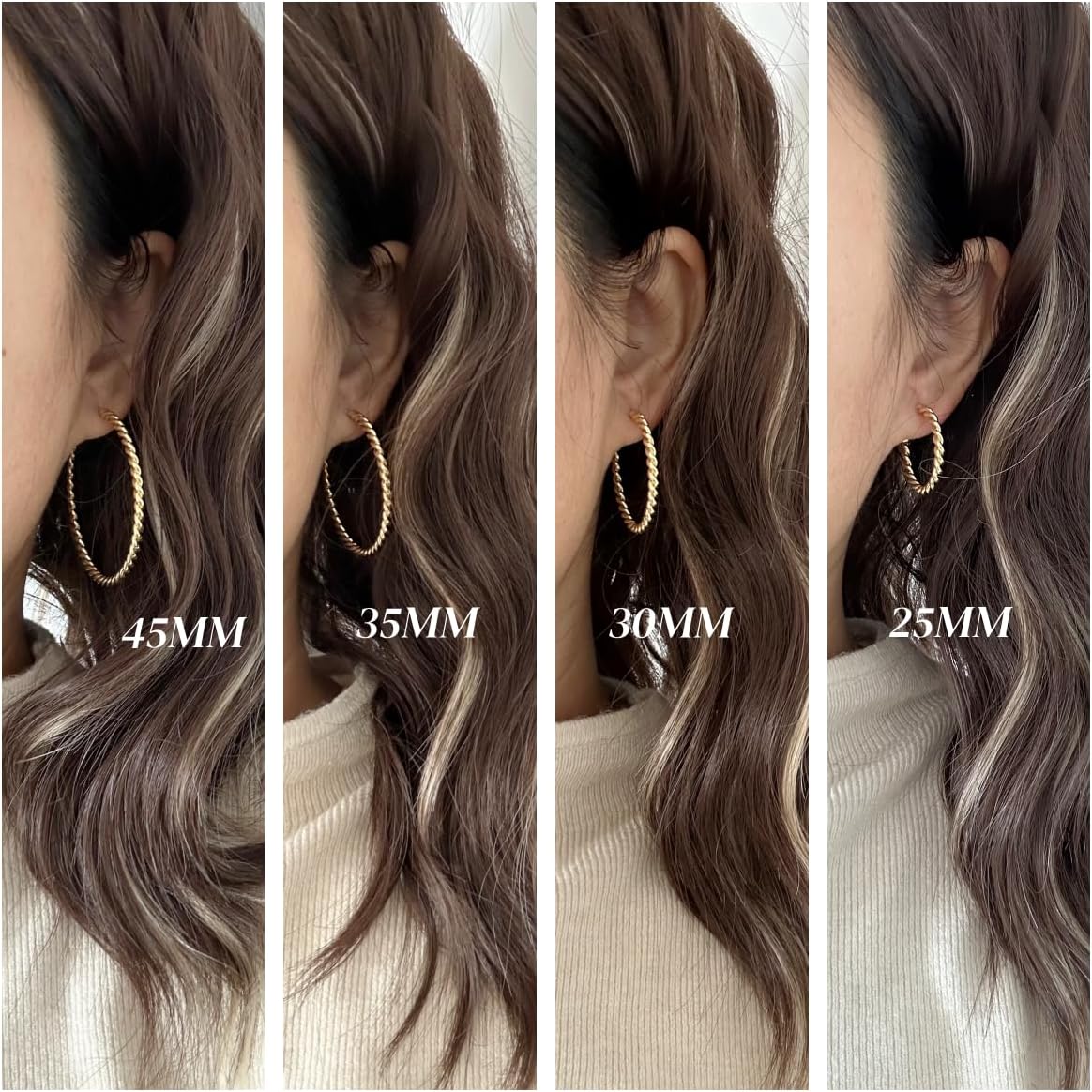 18K Gold Plated Twisted Hoop Earrings for Women, Twist Rope Gold Hoop Earrings with Hypoallergenic 925 Sterling Silver Post, Lightweight Comfortable for All-Day Wear, Ideal Gift for Her - Image 6