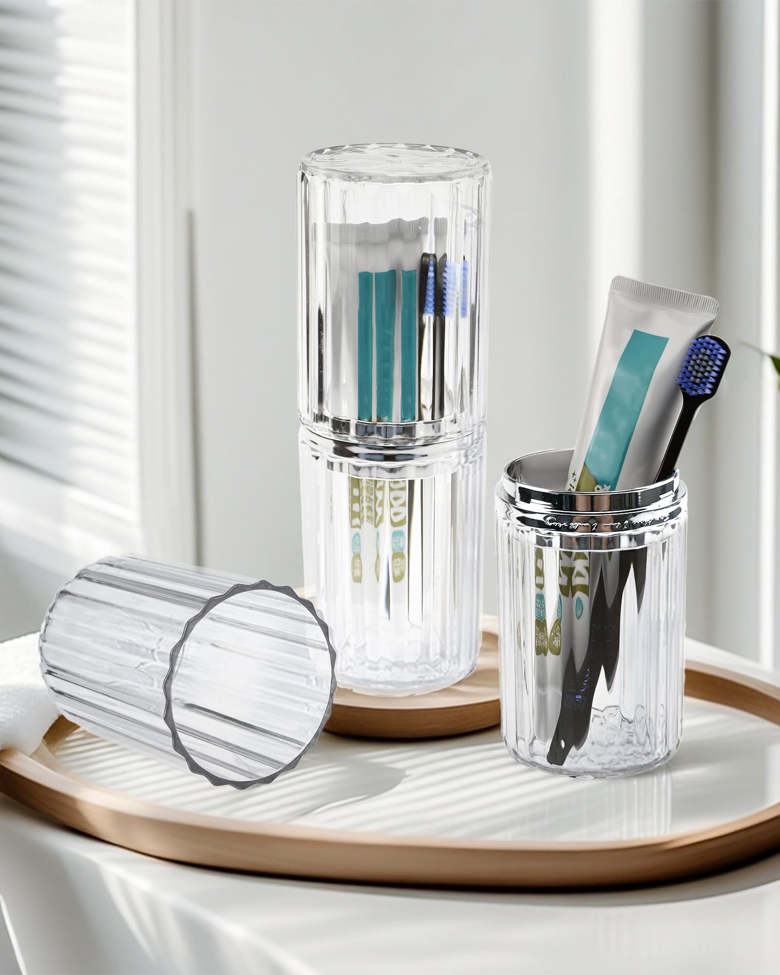 Toothbrush Travel Case - Portable Travel Toothbrush Holder & Toothpaste Container Dustproof Multi-Function Plastic Toothbrush Covers for Bathroom,