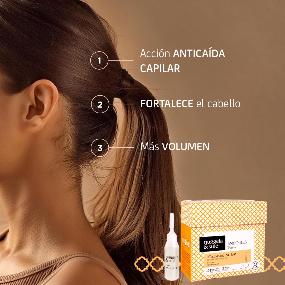 Nuggela & Sulé Ampolla Anti-Caída. Tratamiento Anticaída Efectivo 8 x 10 ml | Con extracto de cebolla roja. Fortalece y ayuda a frenar la caída del cabello. Reduce la caida del pelo en pocas semanas