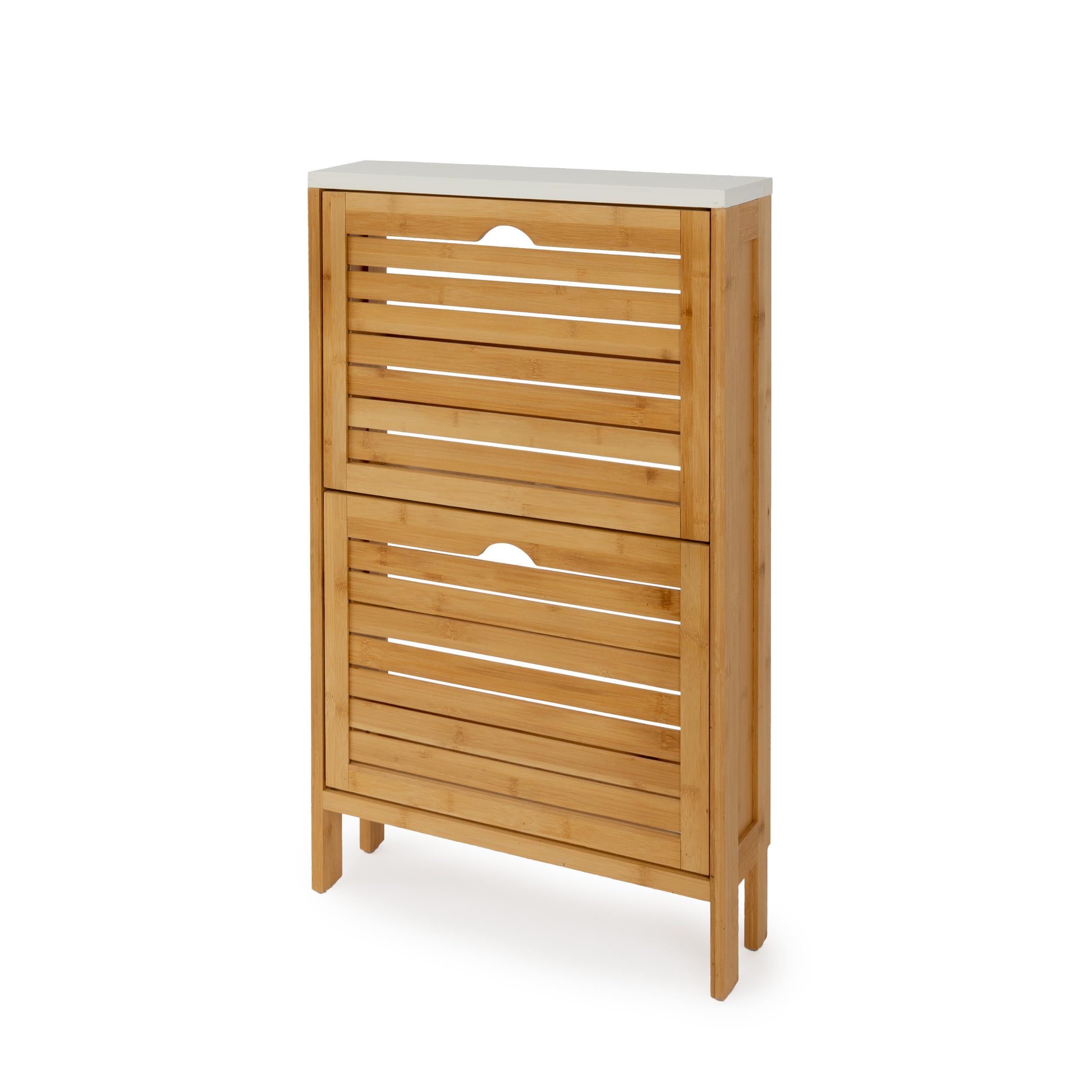 XZ-23022 Zapatero de Madera con 2 Compartimentos 80x49.5x14cm Plegable - Organizador Vertical para Zapatos,Zapatillas de Color Madera Natural