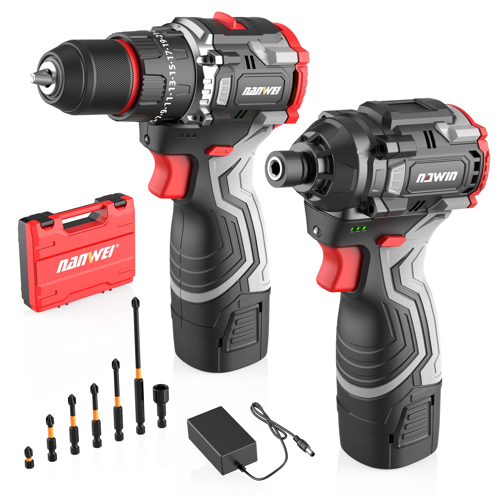 NAWIN 16.8V Cordless Drill & Impact Driver Combo