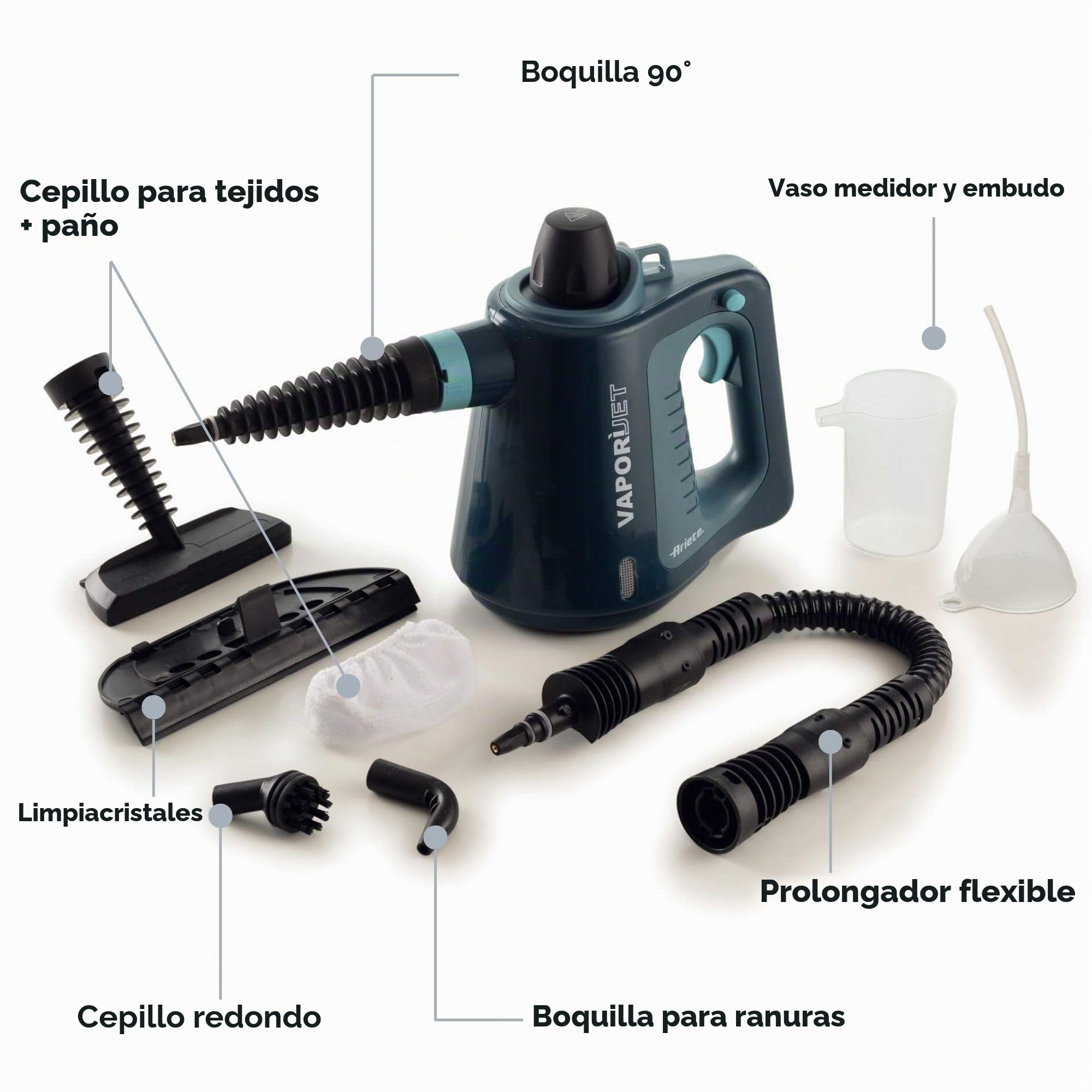 Ariete 4137 Vaporì Jet - Pistola de vapor, vapor listo en 3 minutos, presión 3,5 bar, kit de accesorios