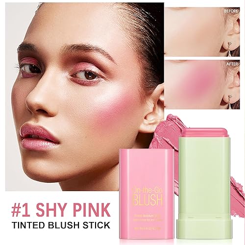 Miniatura 2 de Barra de rubor en crema, varita de belleza de rubor monocromático para tinte de mejillas y labios con fórmula hidratante de larga duración, barra de