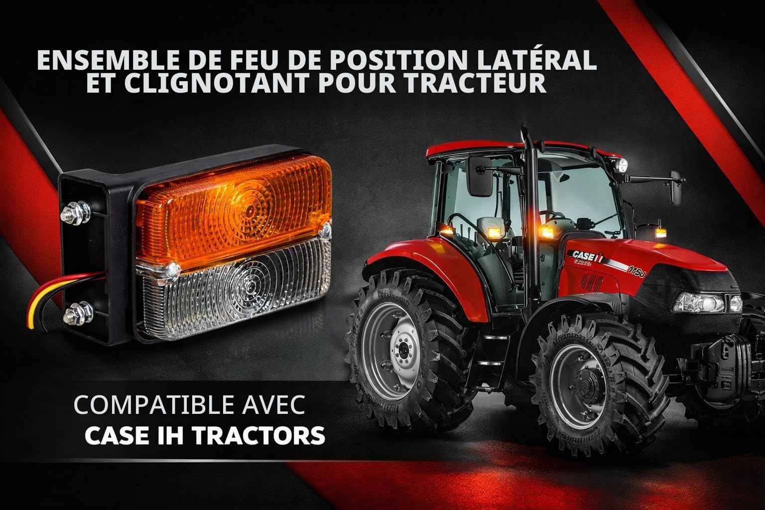 APSMOTIV Paire de clignotants, feu de position latéral avec ampoules 12 V, adapté pour Case IH | Tracteur Massey Ferguson | Tracteur McCormick