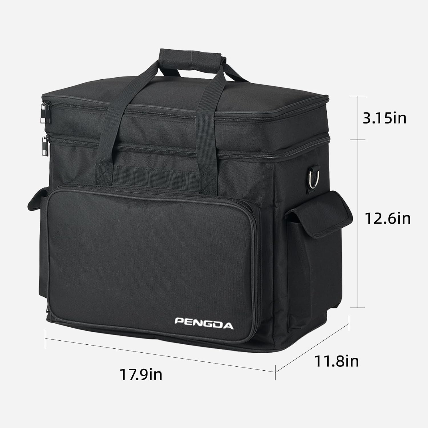 PENGDA 2 Layer Sewing Machine Case with Adjustable Shoulder Strap Sewing Machine Carrying Case Universal Tote Bag for Sewing Machine and Sewing Accessories Storage Black