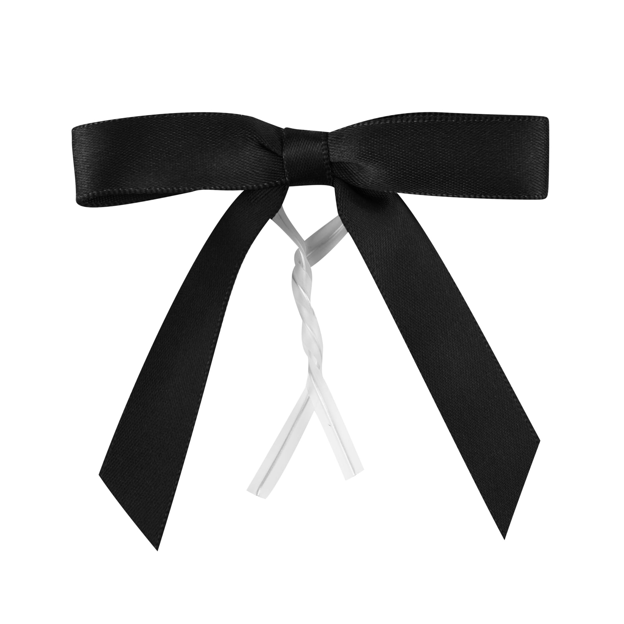 Nœuds en polyester satiné noir rigoureusement pré-noués pour finitions haut de gamme