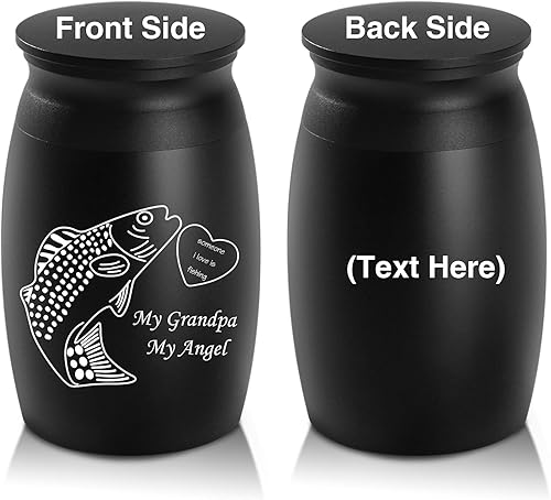 Urnas pequeñas de cremación con texto grabado personalizado, hermosa urna de recuerdo hecha a mano para funeral, urnas decorativas pacíficas para