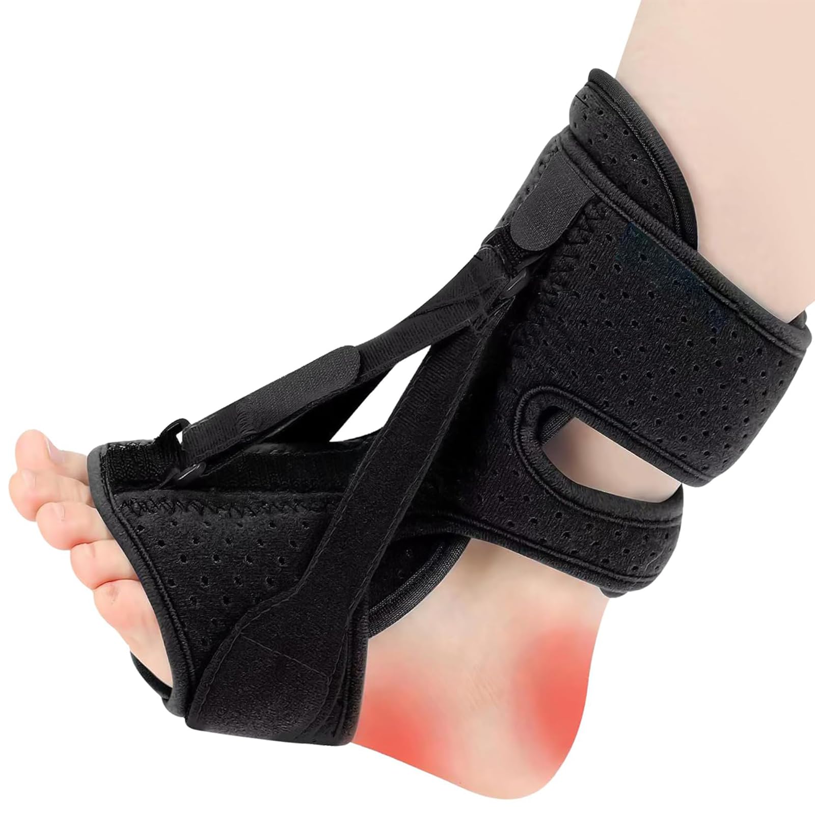 Plantar Fasciitis Night Splint, Adjustable Foot Drop Brace for Achilles Tendonitis Support, Ankle Foot Orthosis with 3 Straps & Aluminum Bar, Heel Pain Relief Foot Splint for Men & Women-picture-19