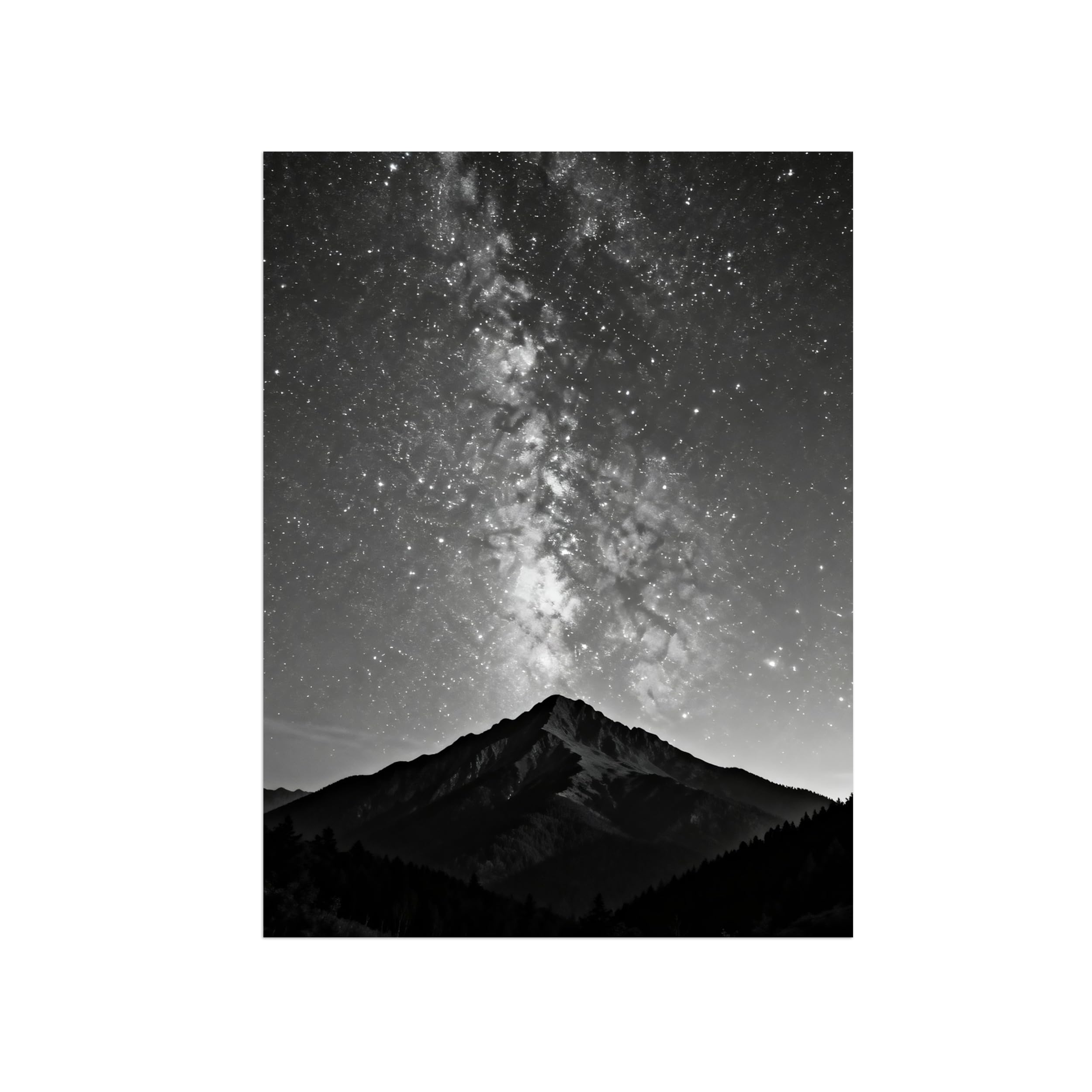 OZPWBVY Black and White Landscape Print Painting-Mountain Starry Sky-Minimalist Canvas Wall Art Picture for Home Decor 24x31in 60x80cm Unframed