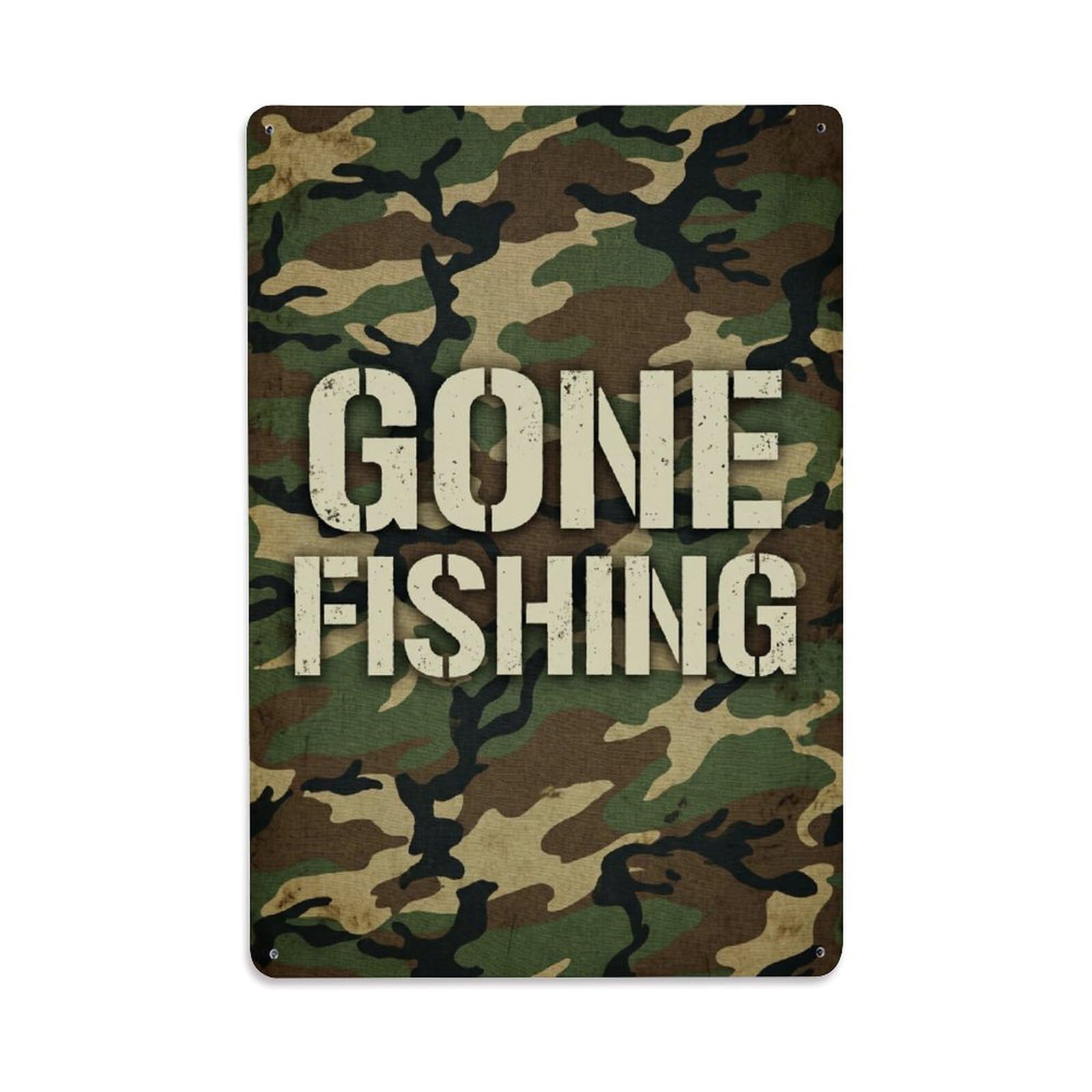 Gone Fishing Bass Fishing Vintage Metal Tin Sign Plaque Wall Decor for Cafe, Club, Garden Metal Poster 8x12Inch