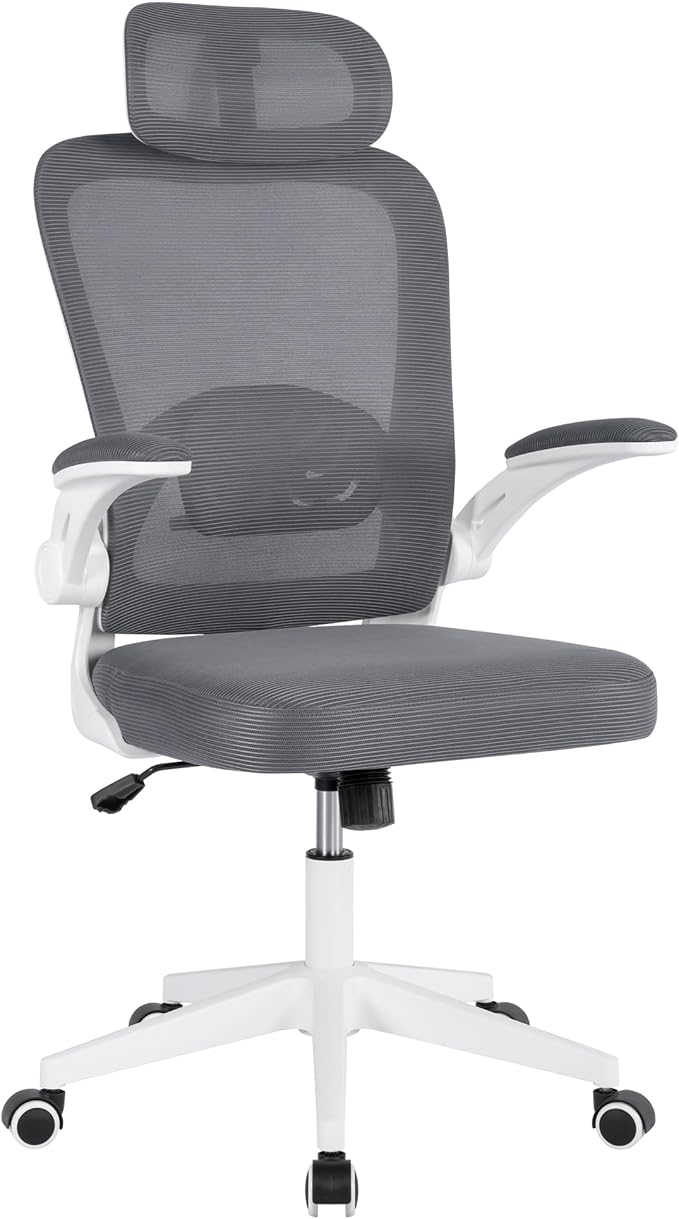 T-LOVENDO.ES Silla de Oficina Ergonómica, de Escritorio, Ejecutiva, Giratoria con Ruedas, de Juegos de Malla Transpirable, con Reposacabezas y Apoyabrazos Ajustable, Soporte Lumbar para Oficina, Casa