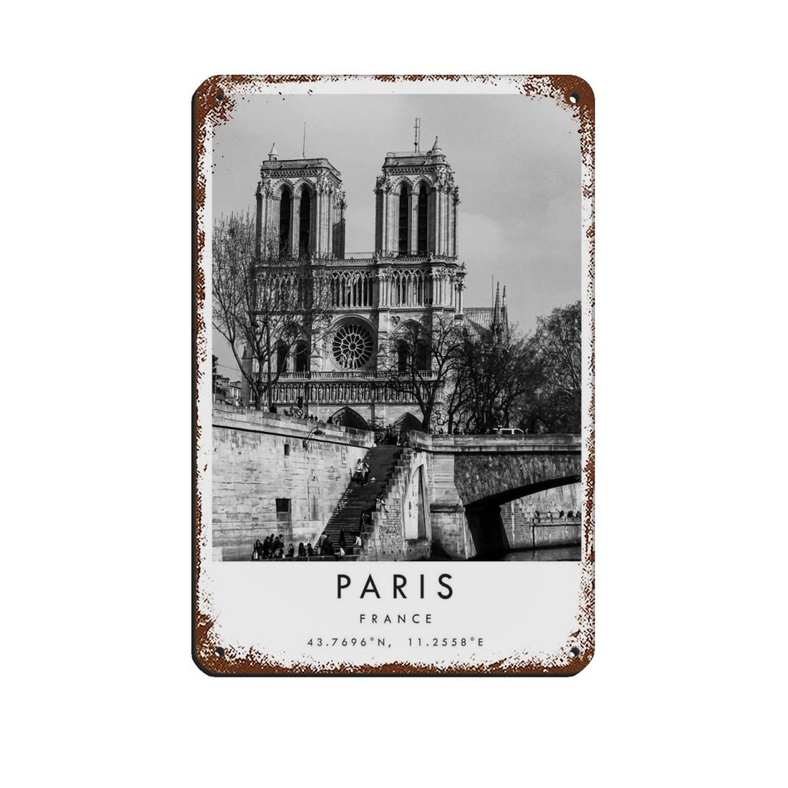 Paris Travel, France Poster（39） Retro Poster Metal Tin Sign Chic Art Retro Iron Painting Bar People Cave Cafe Family Garage Poster Wall Decoration 8x12inch(20x30cm)
