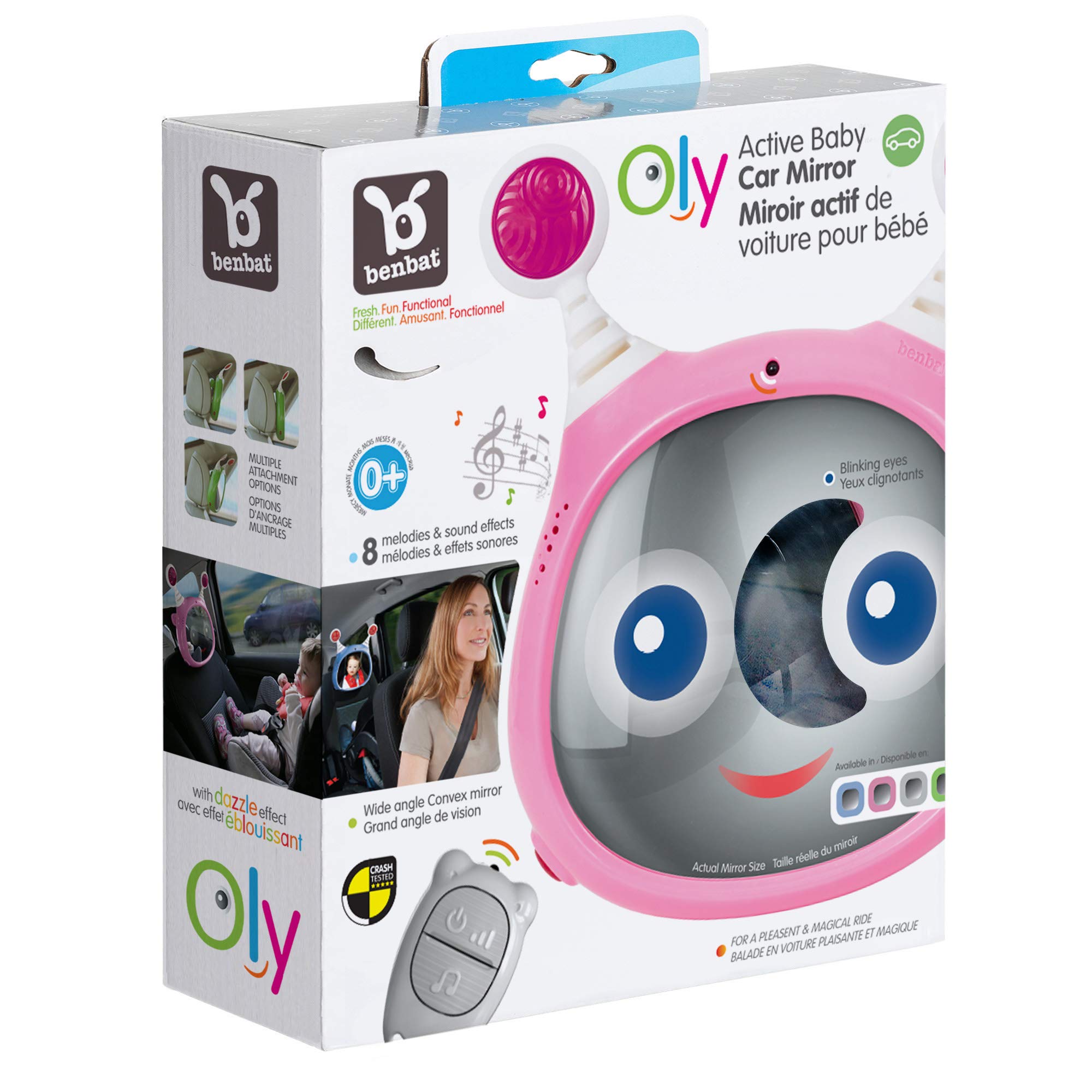 Oly Active - Espejo de coche para bebé – a prueba de roturas – Espejo infantil con cara trasera para entretener, calma y mantiene al bebé visible – 10 x 11.7 x 3 pulgadas