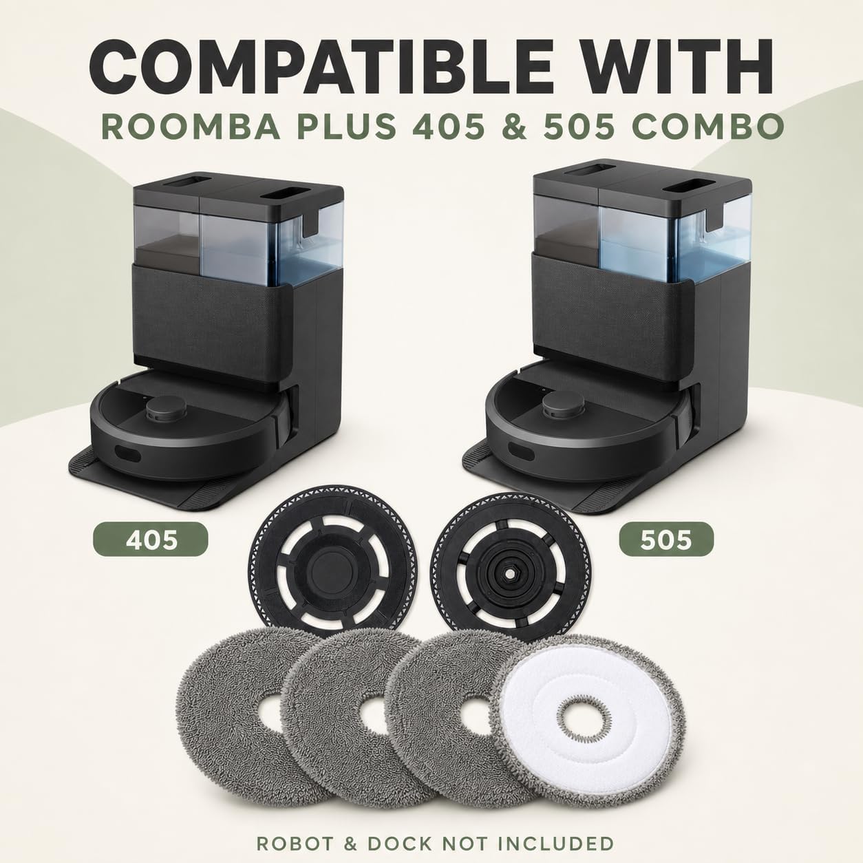 Mop Pad Holder Barcket Plate Compatible With iRobot Roomba Combo 405, 4020, 504, 505, RCF-Y1, G181020, G181220, G185020, G185220, K151020, N185020, N185040, N185060 Robot Vacuum Cleaner