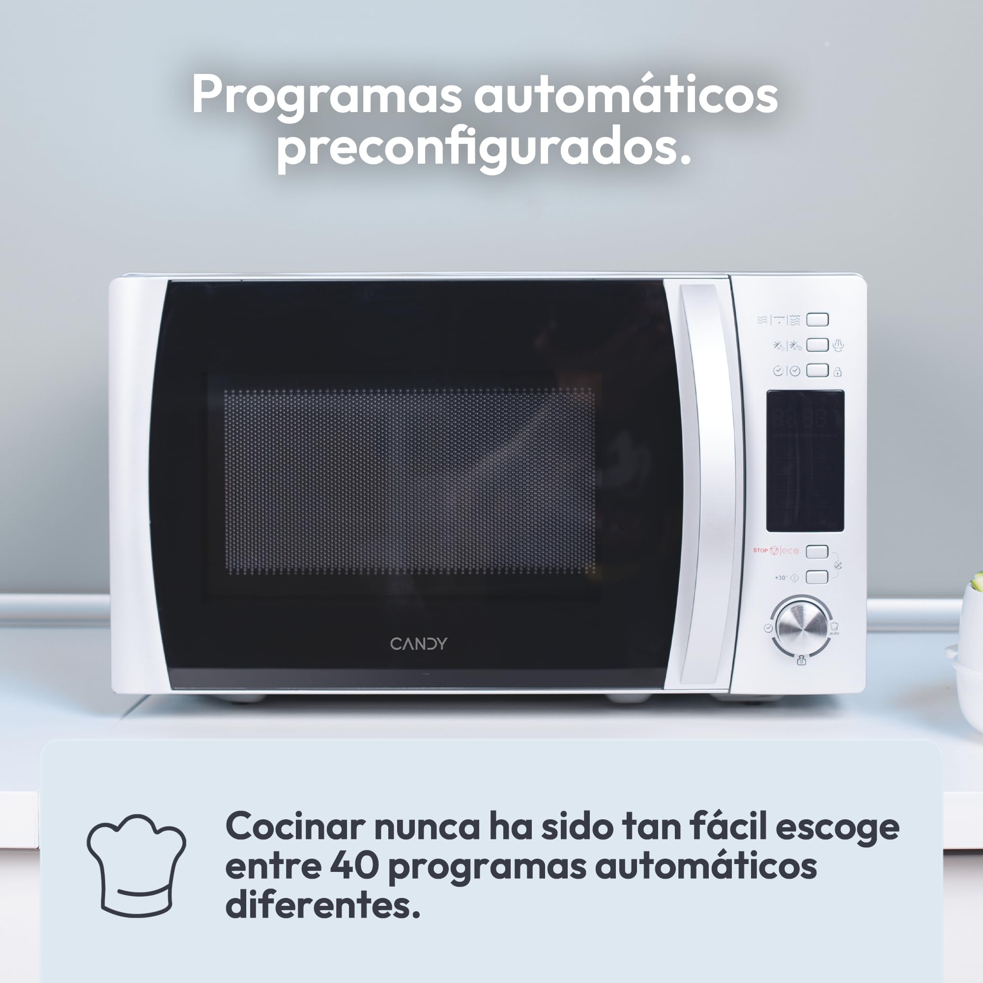 Candy CMXG22DS/ST Microondas con Grill 22L 1250W 40 Programas Digital Inox