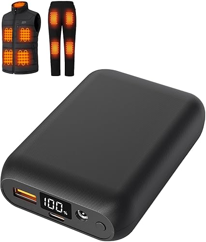 Chaleco calefactable, batería de 7,4 V, 16000 mAh, batería para chaleco calefactable, pantalla LCD, batería externa para chaleco calefactable con