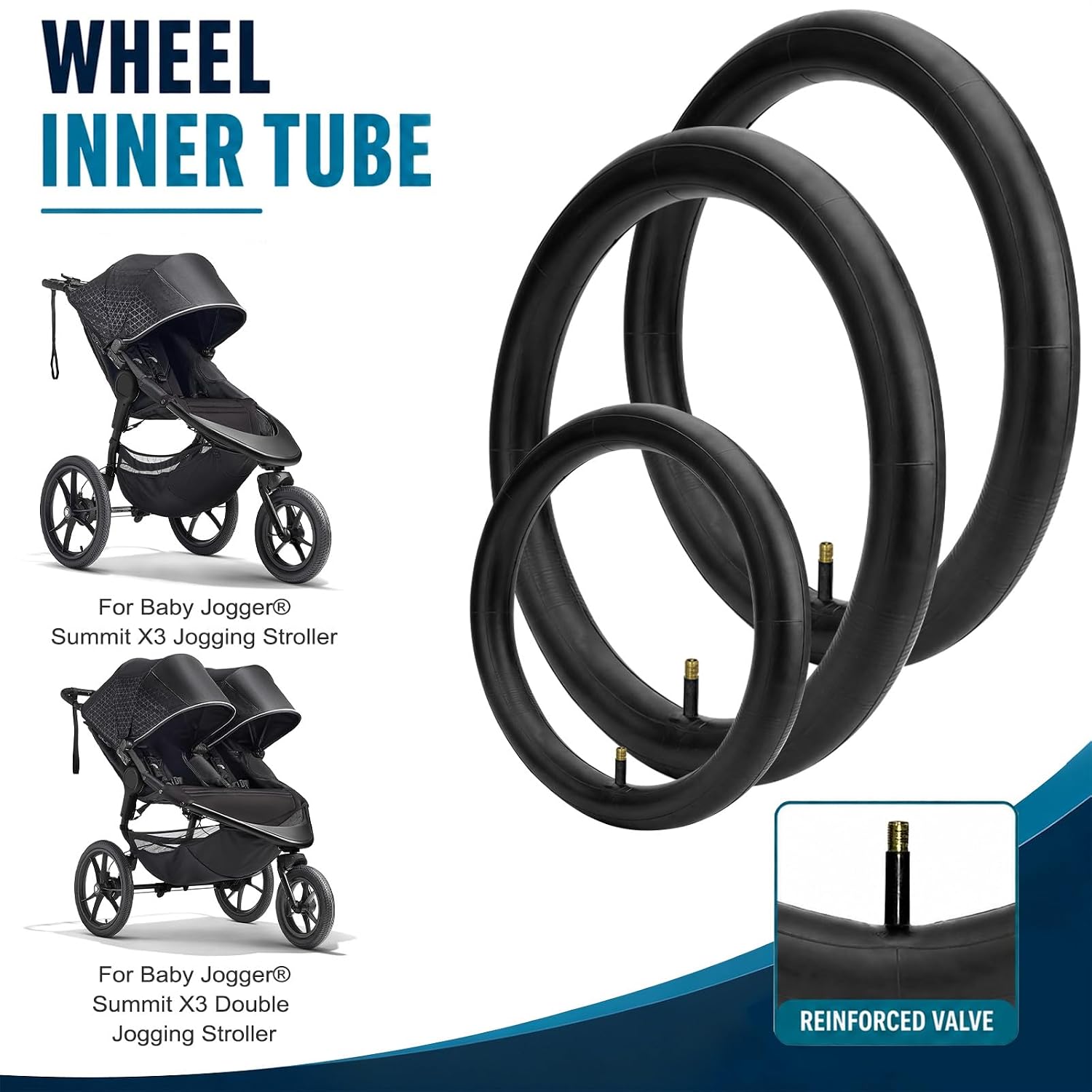 Inner Tube for Baby Jogger® Summit X3 Stroller,Front 12'+Rear 16'Wheel Tube image 2