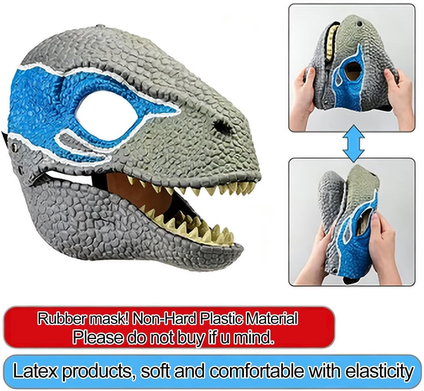 DIY White Dinosaur Mask Realistic Roaring Trex Masks Moving Jaw Raptor Mask