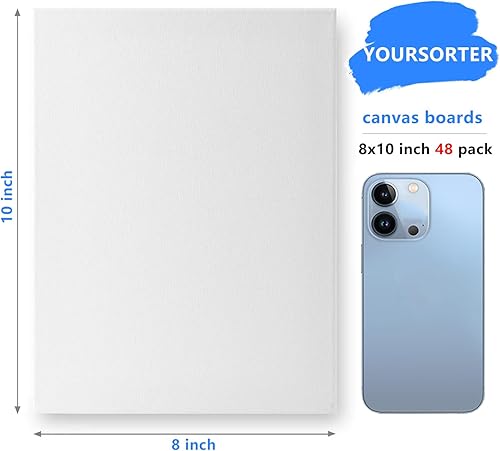Miniatura 2 de Lienzos para pintar, paquete de 48, tableros de lienzo en blanco de 8 x 10 pulgadas, paneles de lona 100% algodón imprimados sin ácidos para