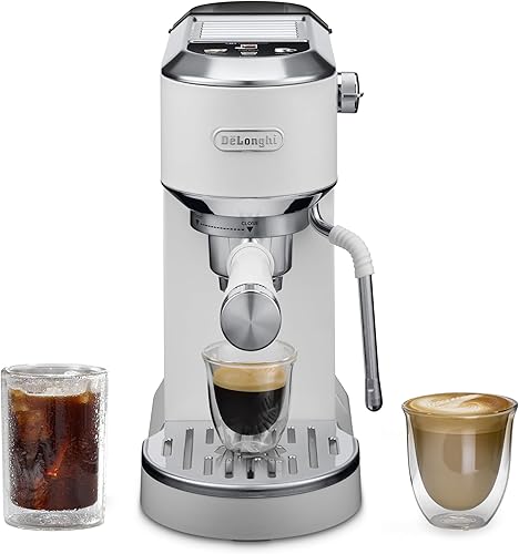De'Longhi Dedica Duo - Máquina compacta de café expreso, cafetera fría con varita espumadora de leche, para café expreso, café caliente y helado,